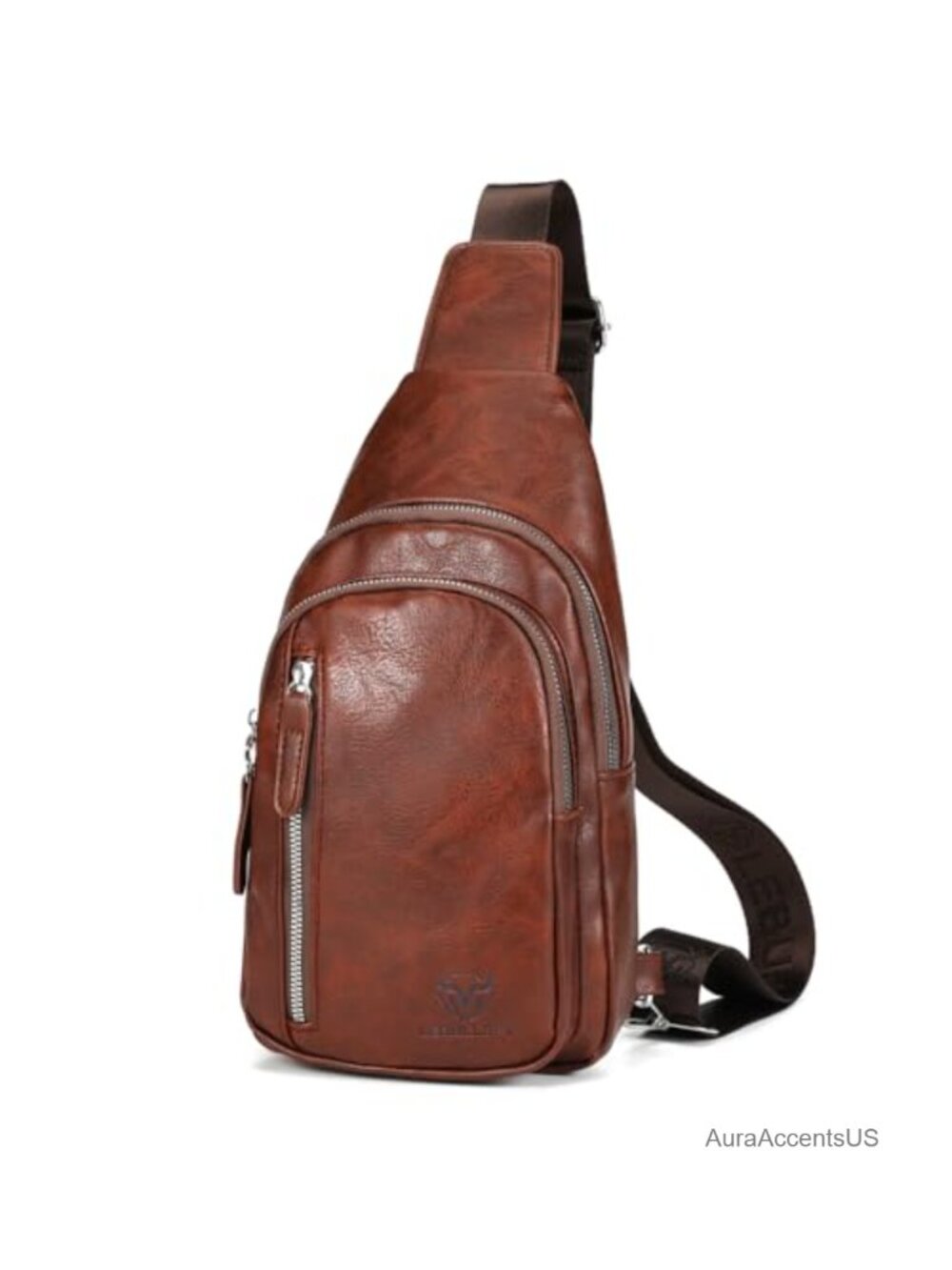 Men's PU Leather Crossbody Sling Bag Adjustable Strap Casual Everyday